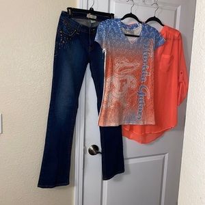 Jeans and 2 shirts lot